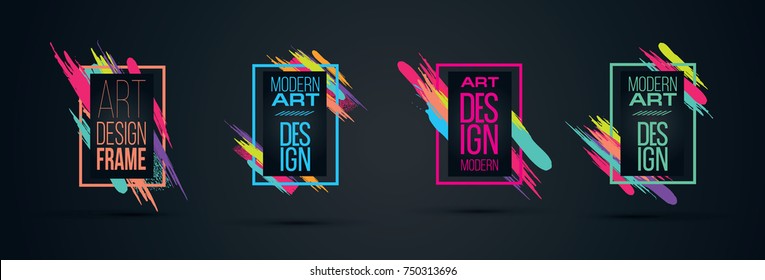 Vector frame for text Modern Art graphics for hipsters . dynamic frame black background with gold. element for design business cards, invitations, gift cards, flyers and brochures. frame set 