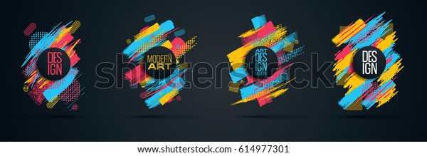 Vector frame for text Modern Art graphics for\
hipsters . dynamic frame stylish geometric black background with\
gold. element for design business cards, invitations, gift cards,\
flyers and brochures