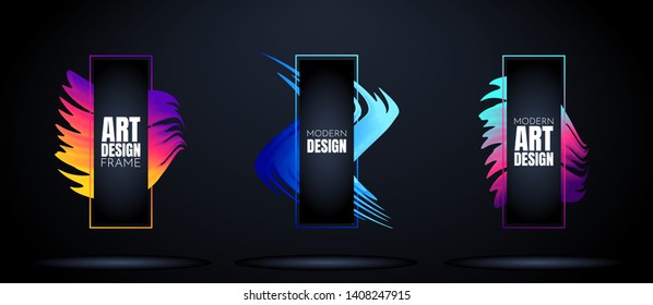 Vector frame for text. Modern colorful flow poster. Wave Liquid shape. Art design. 3d gradient banner