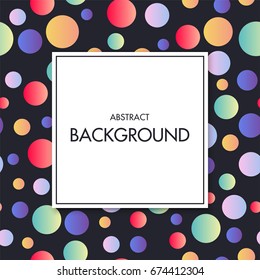 Vector frame with text on colorful geometric background.