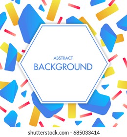 Vector frame with text on colorful geometric background.