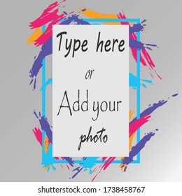 Vector frame for text and photo  Modern Art graphics. dynamic frame stylish geometric white and light background. element for design business cards, invitations, gift cards, flyers and brochures