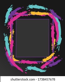 Marco vectorial para textos y fotos Gráficos de arte moderno para hipsters . fondo negro geométrico con diseño de marco dinámico. para diseñar tarjetas de visita, invitaciones, tarjetas de regalo, volantes y folletos