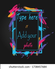 Vector frame for text and photos Modern Art graphics for hipsters . dynamic frame stylish geometric black background. element for design business cards, invitations, gift cards, flyers and brochures