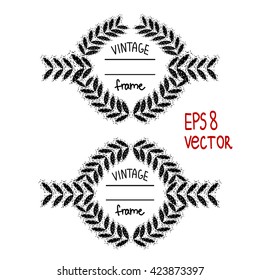 Vector frame for text. Textured sheets label. Laurel wreath with continuation tape.