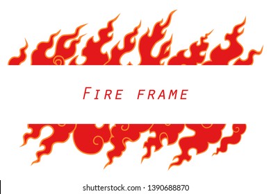 
Vector frame with tongues of flame. Isolated illustration on white background. Template.
