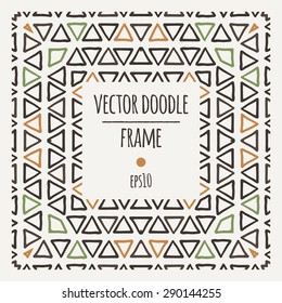 Vector frame of triangles and segments manually drawn