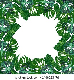 Vector frame of tropical leaves.