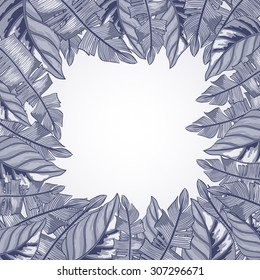 Vector frame with tropical leaves