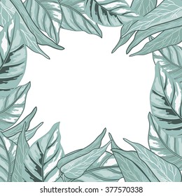 Vector frame with tropical leaves