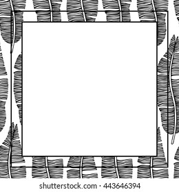 Vector frame with tropical leaves. Can be used for wedding invitation, banners, printing, cards