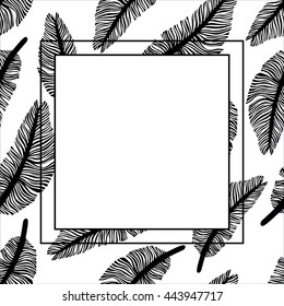 Vector frame with tropical leaves. Can be used for wedding invitation, banners, printing, cards.