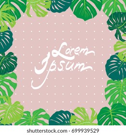 Vector frame with tropical plant isolated on abstract background