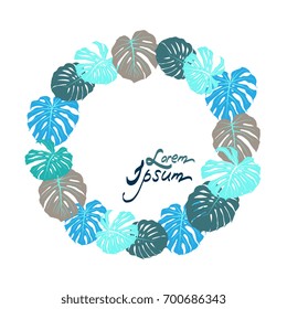Vector frame with tropical plant isolated on white background