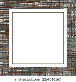 Vector frame with turquoise and dark red lines. Free space for your text.