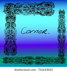 Vector frame for turquoise weddind card. Sea-colored.  Print for cosmetic boxes. Bright colored poster . Textile. Snowboard and sport print. Yoga Logo. Notepad cover. Blue celtic design. floral insect
