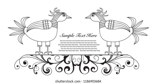 Vector frame with two birds and and plase for text