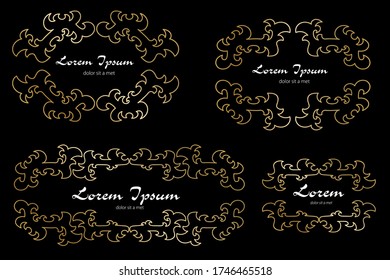 Viñeta de marco vectorial de estilo victoriano. Borde dorado floral. Decoración para invitación, tarjeta de saludo, certificado, mensaje de agradecimiento, diploma. Marco vectorial moderno de lujo dorado en estilo oriental