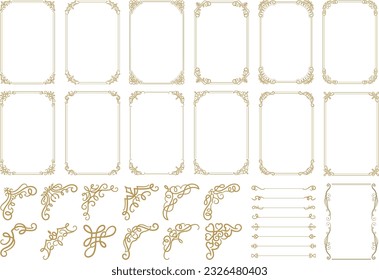 Vector frame, vintage border ornament, corner decorate