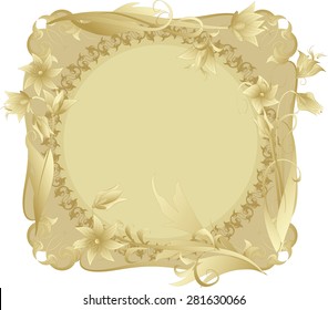 Vector frame in vintage style with flowers.
