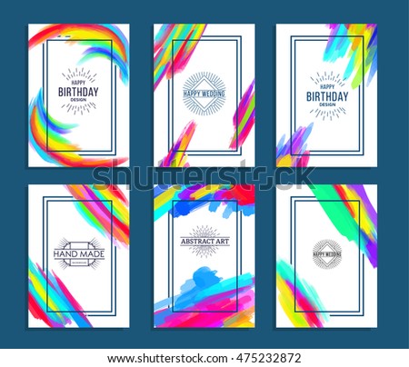 Vector frame watercolor bday party