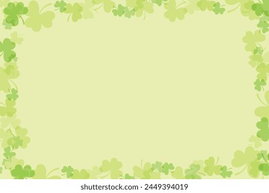 Vector frame of watercolor clover leaves. St. Patrick's Day frames in flat style. Illustration for postcards, web design congratulations. Preparation for the holiday. Summer  clover fields. EPS10

