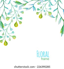 Vector frame with watercolor floral elements