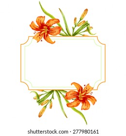 Vector frame with watercolor flowers for your design