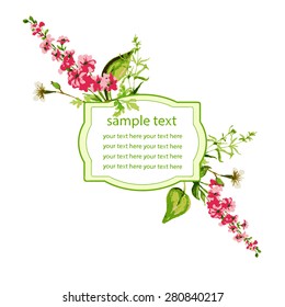 Vector frame from watercolor flowers for your design