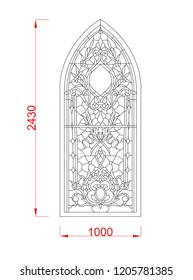 Vector frame window line work with dimension black paint on the white background