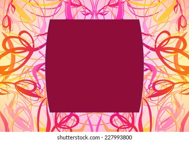 Vector frame for your photo or text with stylized tulips. Fantasy stylized border.