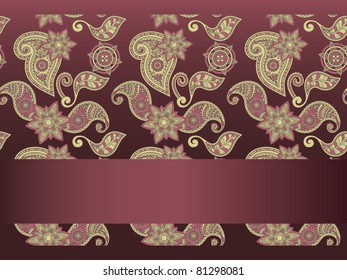 vector frame for your text on  seamless hand drawn paisley pattern, clipping masks