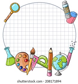 Vector frame/border with school icons and a place for your text 