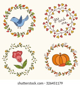 Vector frames with autumn objects