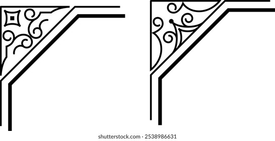 quadros de vetor pretos em um plano de fundo branco, divisores