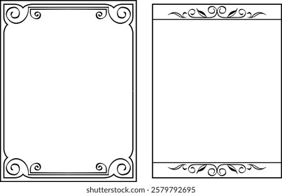 vector frames black on a white background, vintage