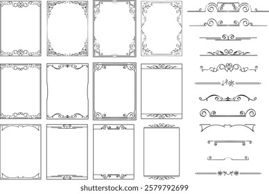 vector frames black on a white background, vintage
