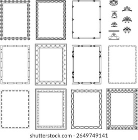 quadros de vetor pretos em um plano de fundo branco