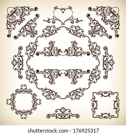 Vector frames borders typographic set