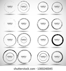 Vector Frames. circle for image. distress texture . Grunge Black borders isolated on the  background . Dirt effect . Round shapes for your design