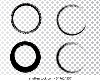 Vector Frames. circle for image. distress texture . Grunge Black and White borders isolated on the transparent background . Dirt effect 