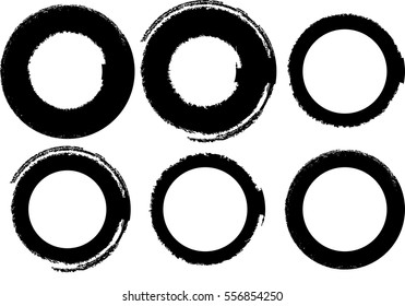 Vector Frames. circle for image. distress texture . Grunge Black  borders isolated on the white background . Dirt effect . 