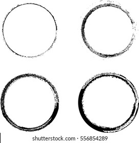 Vector Frames. circle for image. distress texture . Grunge Black  borders isolated on the white background . Dirt effect . 