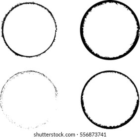 Vector Frames. circle for image. distress texture . Grunge Black  borders isolated on the white background . Dirt effect . 