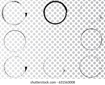 Vector Frames. circle for image. distress texture . Grunge Black and White borders isolated on the transparent background . Dirt effect . 