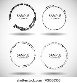 Vector Frames. circle for image. distress texture . Grunge Black borders isolated on the  background . Dirt effect . Round shapes for your design