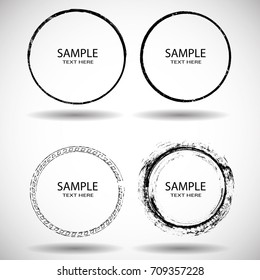 Vector Frames. circle for image. distress texture . Grunge Black borders isolated on the  background . Dirt effect . Round shapes for your design