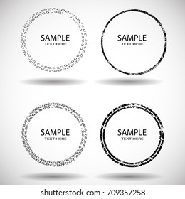 Vector Frames. circle for image. distress texture . Grunge Black borders isolated on the  background . Dirt effect . Round shapes for your design