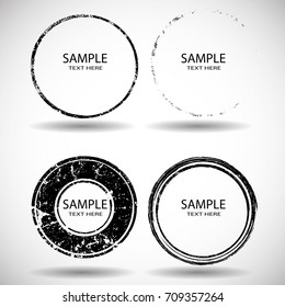 Vector Frames. circle for image. distress texture . Grunge Black borders isolated on the  background . Dirt effect . Round shapes for your design