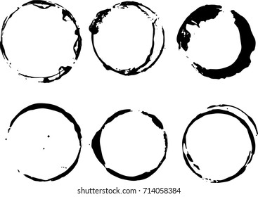 Vector Frames. circle for image. distress texture . Grunge Black and White borders isolated on the transparent background . Dirt effect 